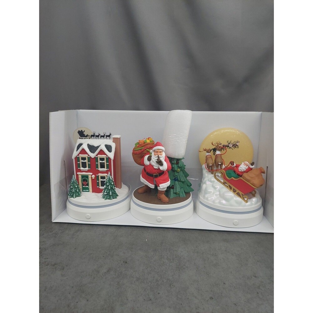 Hallmark "Night Before Christmas" Interactive Sound/Light Tabletop Set of 3 NEW